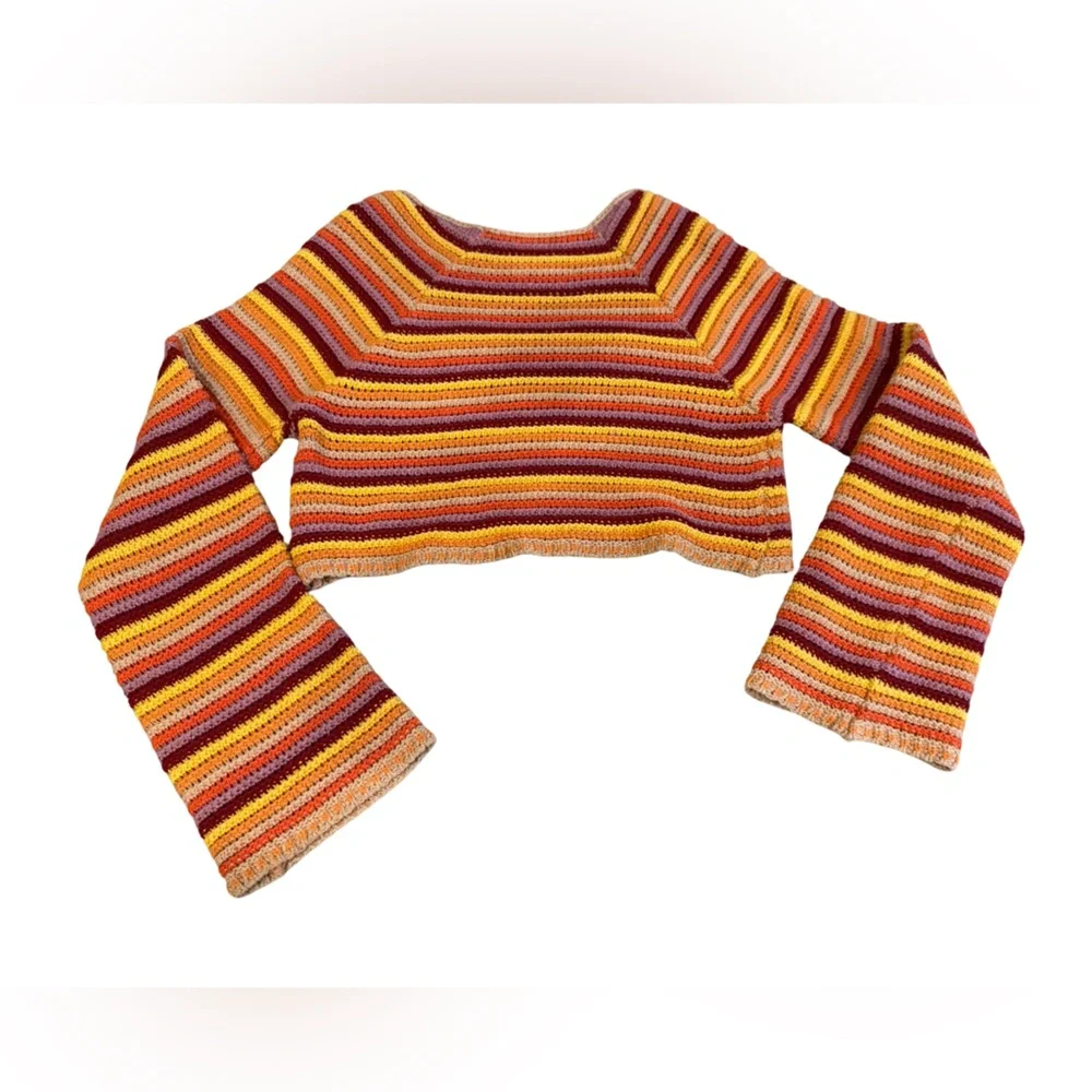 Yellow The Label Alisha knit Cropped Sweater M Multicolor Stripe Bolero Top